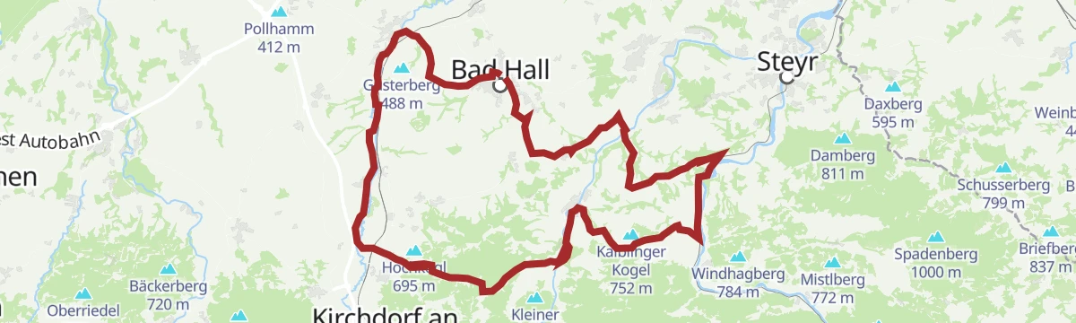 Route map: Bad Hall Rennrad Tour Drei Täler Schaukel